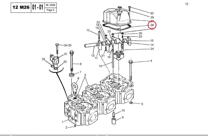CYL. COVER HEAD GASKET M26 15010371W