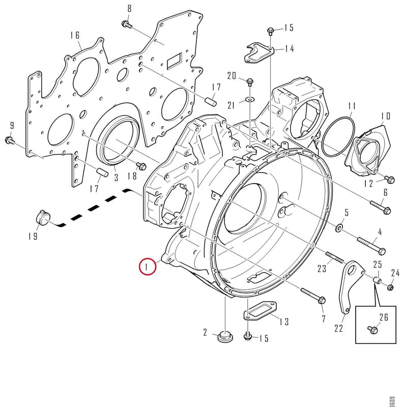 FLYWHEEL HOUSING - THIS PRODUCT IS REPLACED! 2327166