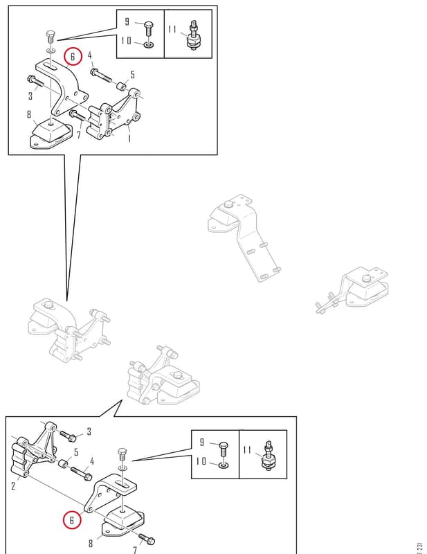 Motor fod front, høj version 2604636