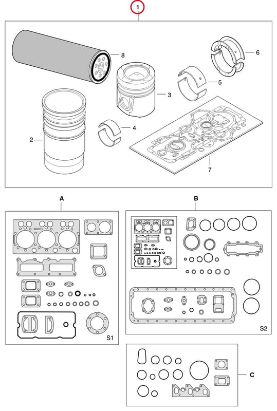 ENGINE OVERHAUL KIT 84CTAG-4V 8370 79480